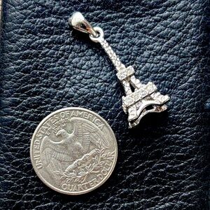 Silver Crystal Eiffel Tower Pendant Charm Paris